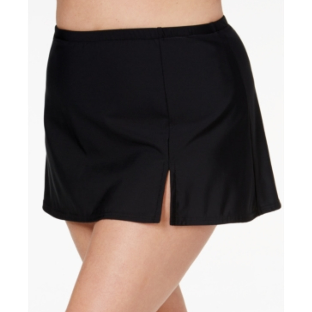 Swim Solutions Women Swim Skirt Black Plus Size 16W